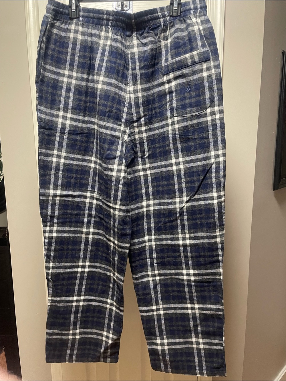 Nautica Navy and White Plaid Lounge Joggers